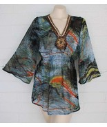 Mushka by Sienna Rose M Boho Artistic Colorful Sheer Heavily Beaded Tuni... - $24.75