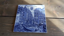 Vintage 1955 Delft Blue Amsterdam Wall Plate - £61.38 GBP