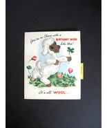 Vintage Lamb with Flowers Birthday Card with 36&quot; Tape Measure - No Envel... - $12.99