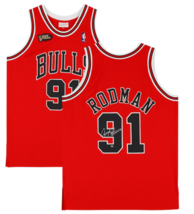 Dennis Rodman Autographed Bulls Finals Patch Authentic Jersey Fanatics - £445.15 GBP