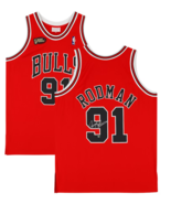 Dennis Rodman Autographed Bulls Finals Patch Authentic Jersey Fanatics - £444.23 GBP