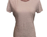 Victoria Secret PINK Basic Mauve White Striped Ringer Short Sleeve Tee T... - £13.84 GBP