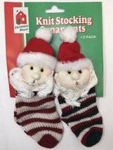Vintage Christmas House Knit Stocking Santa Claus Tree Ornaments NOS - £9.59 GBP