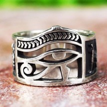 Vintage Men Women Silver Color Egyptian Eye of Horus Ankh Cross Symbolic Rings E - £7.68 GBP