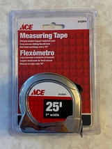 NEW Ace 2137974 Metal 25&#39; Tape Measure Chrome Plated 1&quot; Wide w/ Belt Clip - £11.71 GBP