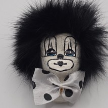 Vintage Q Tee Clown Head Magnet 80s Black Hair White Polka Dot Bow Tie - $9.85