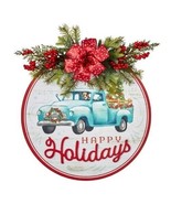 Pioneer Woman ~ Round ~ Wooden Plaque ~ HAPPY HOLIDAYS ~ Vintage Truck ~... - £26.67 GBP