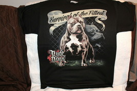Rude Dogs Pitbull Survival Of The Fittest Fence Black Read Desc. T-SHIRT Shirt - £9.08 GBP