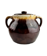 Vintage Brown Drip Glaze Bean Pot Soup Tureen Stoneware 6x8 in - $26.56 CAD