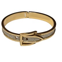 Gold &amp; Glittery Silver Belt Buckle Hinged Bracelet - £11.89 GBP