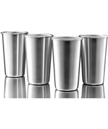 4 Pack Stainless Steel Cups, 16Oz Pint Cup Tumbler, Premium Metal Drinki... - £15.41 GBP