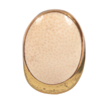 Minimalist Coat or Jacket Pin Brass and Cream Color Oval - £7.58 GBP