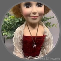 Purple Porcelain Rose Pendant Chain Doll Necklace • 18-20” Vintage Doll Jewelry - £5.48 GBP