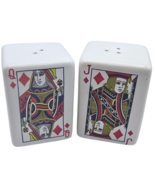 Poker Playing Card Salt &amp; Pepper Shakers Diamond Jack Queen King Ace Cer... - £15.73 GBP