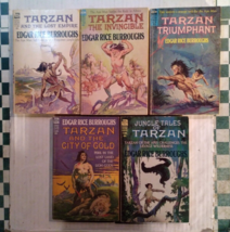 Edgar Rice Burroughs: Ace F-Series ~ Tarzan lot of 5 books ~ Vintage ~ B23-17M - £19.55 GBP