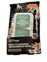 ED HARDY Men&#39;s Cleansing Deodorizing Face &amp; Body Wipes 60/ Pk Aloe Infused - £12.65 GBP