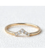 Chevron V Shaped Moissanite Wedding Band, 14K Gold Plated Ring Minimalis... - £31.29 GBP
