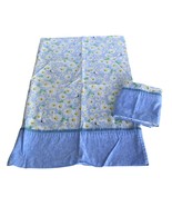 Pair of Pillowcases Handmade Cotton Queen Size Daisies Bumblebees Blue 2... - $276.80 MXN