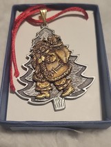 Fort Pewter Santa Christmas Tree Two Tone Ornament 2.25&quot; - £10.51 GBP