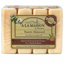 A La Maison Soap Bars, Sweet Almond, Value Pack 3.5 oz, 4 Count - £10.16 GBP