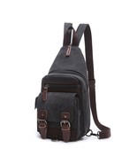Canvas Men Backpack Multifunction Small Travel Bag Back Pack Male Chest ... - £41.57 GBP