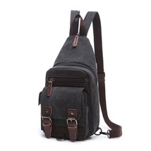 Canvas Men Backpack Multifunction Small Travel Bag Back Pack Male Chest Bag Vint - £41.70 GBP