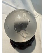 Crystal World Globe Earth Paperweight Clear &amp; Etched Frosted Glass Measu... - $11.88