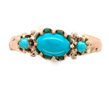 10k Rose Gold Victorian Genuine Natural Turquoise Ring Size 7.25 (#J6562) - $450.45