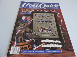 Cross Quick Magazine Cross Stitch Premier Issue 1988 Patriotic Bear Liberty Flag - $3.99