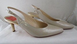 NIB $250 Amalfi by Rangoni Phebe Lt Taupe Patent Leather Slingback Pumps Sz 9.5 - £38.53 GBP