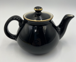 Vintage Hall Superior USA Single Serve Tea Pot Black With Gold Trim READ - £14.38 GBP