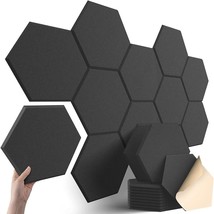 12 Pcs Hexagon Studio Acoustic Panels Wall Room Pad Absorbing Noise Proof Foam - £68.10 GBP