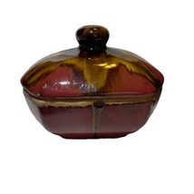 Drip Glazed Pottery Bowl Large 9.5x4 Brown Trinket Jewelry Holder Ribbed... - $44.17