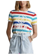 Polo Ralph Lauren RIVIERA Women&#39;s Sz M Striped Short Sleeve Shirt AUTHEN... - £46.60 GBP