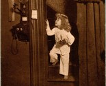 Vtg Postcard Novelty - Papa Says It&#39;s 10 O&#39;Clock - Child on Stairs w Tel... - $3.91