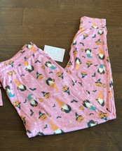 Jaclyn Smith Halloween pajama pants sz L Jogger style Bats Pumpkin Gnome Pink - £18.15 GBP