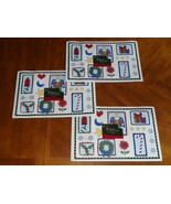 Set 6x Holiday Time Vinyl Placemat Setting Christmas Angel Birdhouse Can... - $354.99 MXN