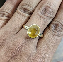 Unheated Untreated 425 Ct Ceylon Yellow Sapphire Ring Pukhraj Ring For Unisex - £63.11 GBP