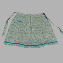 Vintage Handmade Blue Green Floral Farmhouse Half Apron Pocket Cottageco... - $19.62