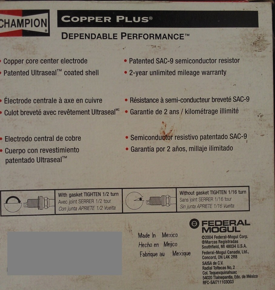Champion Spark Plug J4C #825 Box Replaces J2J J4 J4J J4JM J79 RJ4 RJ4J RJ81B Item image 3