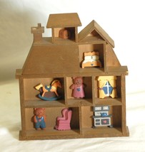 Wooden Mini House Bears Furniture Wall Hanging Free Standing Miniature D... - $12.86