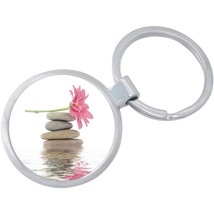 Rocks Flower Water Zen Keychain - Includes 1.25 Inch Loop for Keys or Backpack - £8.48 GBP