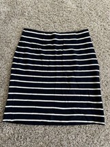 Banana Republic Skirt Size 0 Straight Knee Length Navy Blue Striped Jersey - £9.74 GBP