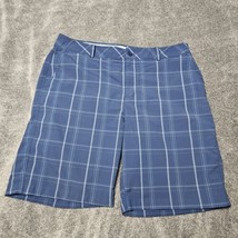 Men&#39;s Under Armour Blue Plaid Flat Front Stretch Golf Shorts sz 36 - $16.33
