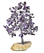 Fang Shui Tree with Purple Amethyst Gem and Amethyst Geode Base - 8 in - £76.91 GBP