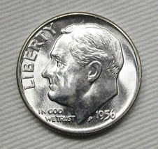 1956-P Roosevelt Dime GEM+ UNC Coin AD841 - £13.10 GBP