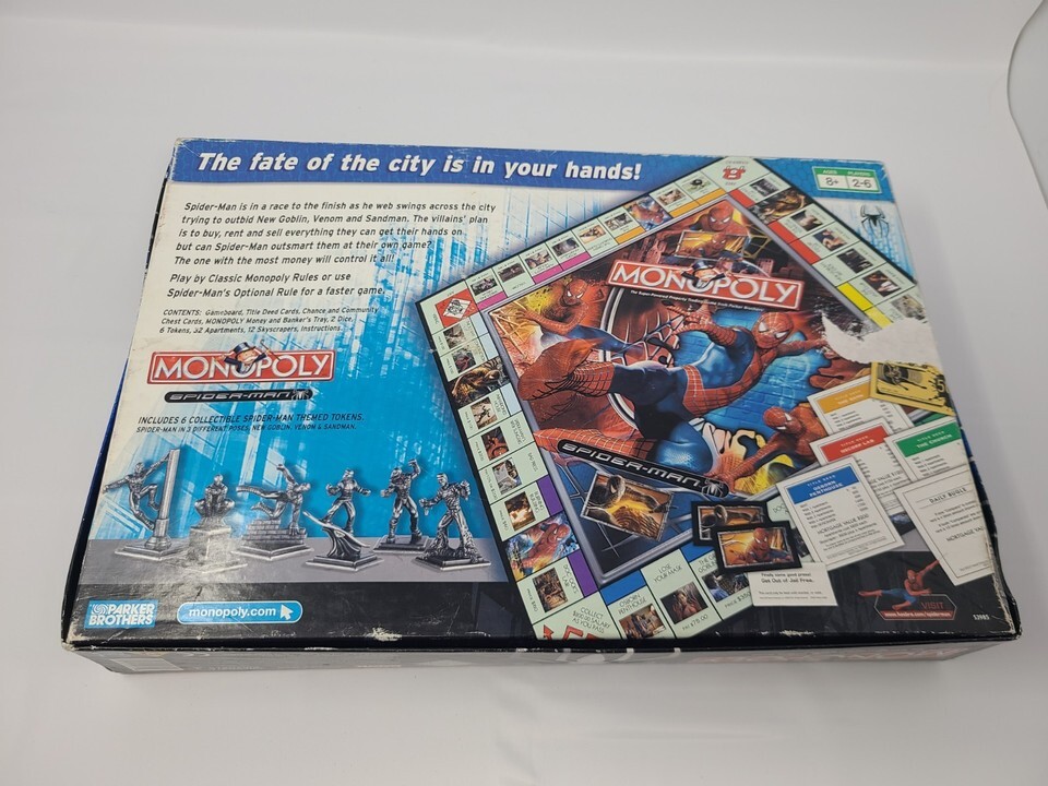 2007 Spiderman  Monopoly Parker Brothers Marvel Board Game 100% Complete Game Item image 2