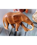 Hand Carved Vintage Wooden Elephant Sculpture - $61.75