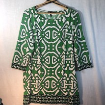 Laundry by Design Size 12 Green White Blue Geometric Knit Top Shirt - £15.56 GBP