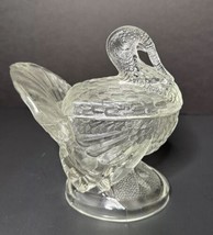 Vintage L. E. Smith Glass Turkey Dish Lid Clear Candy Nuts Thanksgiving Fall - £26.08 GBP